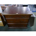 Modern veneered three flight chest of drawers