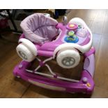 Pink car baby walker