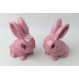 Two large pink Sylvac rabbits Model 1026
