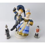 Quimper figurine of dancing couple signed Robert Micheau-Vernez, height 23 cm,