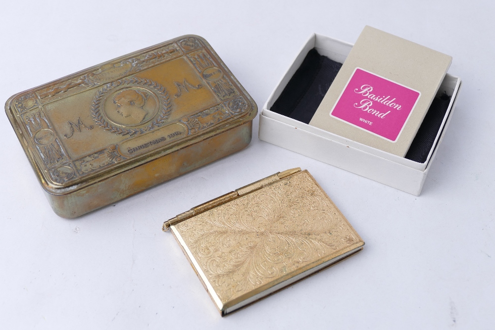 Princess Mary World War One 1914 brass tobacco tin and Stratton ladies notebook and pen set