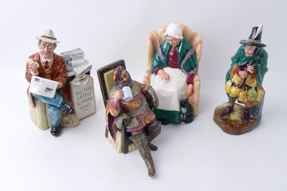 Four Royal Doulton figurines "Stop Press", "Forty Winks",