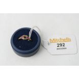 9 ct gold ring with two pink stones (missing central stone) weight 2 grams