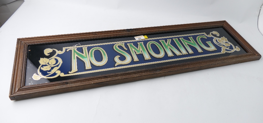 Framed mirror pub sign "No Smoking", - Image 2 of 2