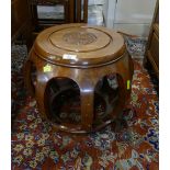 Oriental style unusual circular wooden stool