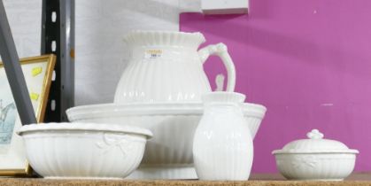 White ceramic wash jug and bowl toilet set
