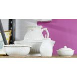 White ceramic wash jug and bowl toilet set