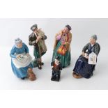 Five Royal Doulton figurines, "The Cup of Tea", "The Laird", "Bridget",