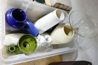 Box of ceramic vases and glass bowls