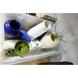 Box of ceramic vases and glass bowls