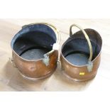 Pair of copper and brass handled coal scuttles