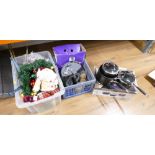 Three boxes of Christmas decorations,