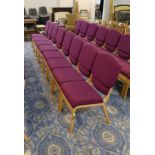 Eight plum upholstered chairs (manufacturers material composition list and purchase invoice