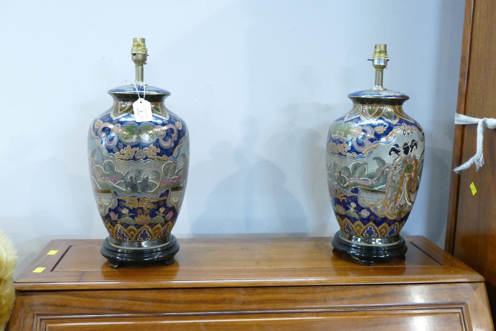Pair of ceramic Oriental style lamp bases,