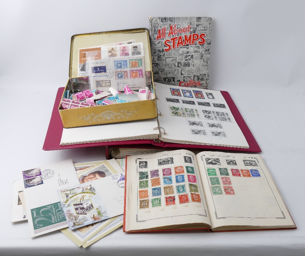 Two Stanley Gibbons stamp albums, mostly empty, quantity of part filled albums,