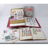 Two Stanley Gibbons stamp albums, mostly empty, quantity of part filled albums,