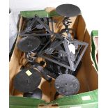 Box of black painted metalware lantern holders and candle holders