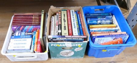 Three boxes of books, mostly military interest including collectors' guides relating to pistols,