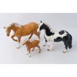 Three Beswick horses,