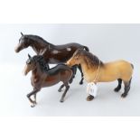 Three Beswick horses