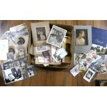 Box of vintage photographs, postcards,