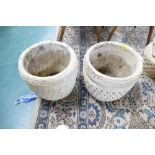 Pair of composite garden urns,