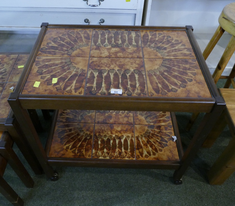 Two tier tile topped vintage retro trolley (matches Lot 443)