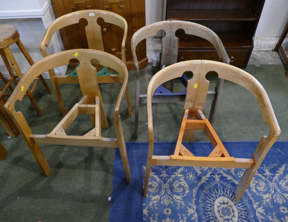 Four retro tub chairs (seat pads removed)