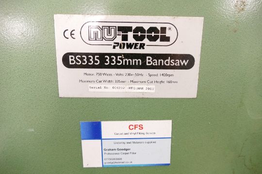 NuTool Bs335 Bandsaw on stand with spare saw blades. - Image 3 of 3