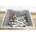 Box containing quantity of spanners, ratchets, screw drivers etc.