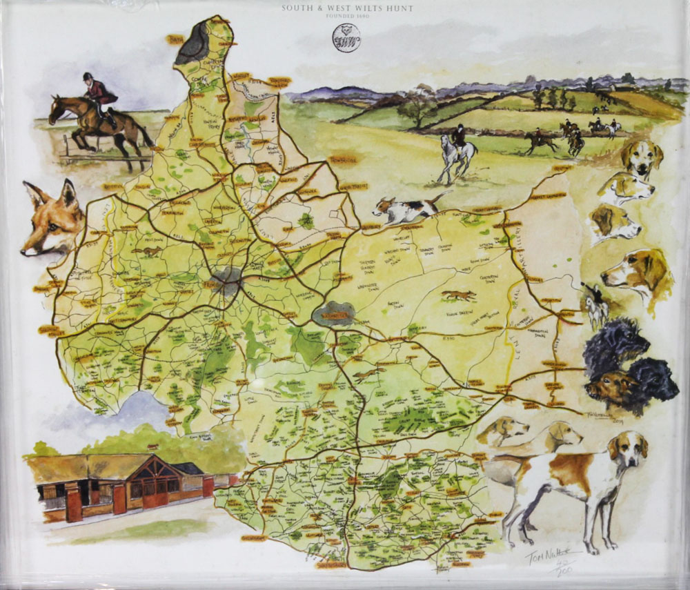 Three pictures "South & West Wilts Hunt Map" signed by Tom Nutter 40/200, 48 x 55 cm, - Image 6 of 10