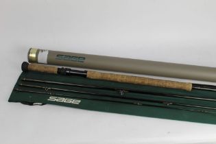 A Sage Graphite IV salmon fly rod, model 10151-4, in four sections, 15', line 10 with hard rod tube.