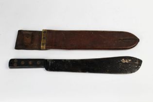 A military issue machete, the blade stamped with a broad arrow and Serial No.