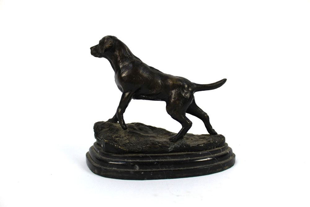 After Mene a cast bronze labrador, raised on a marble plinth, signed to the rear Mene, height +. - Image 3 of 5