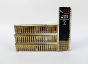 Four hundred CCI Mini-Mag 22 LR HP copper plated hollow point rifle cartridges.