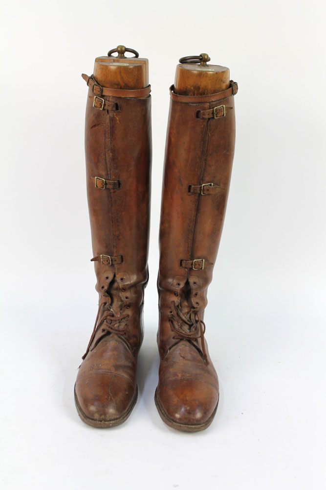 A pair of ladies tan leather riding boots, - Image 2 of 7