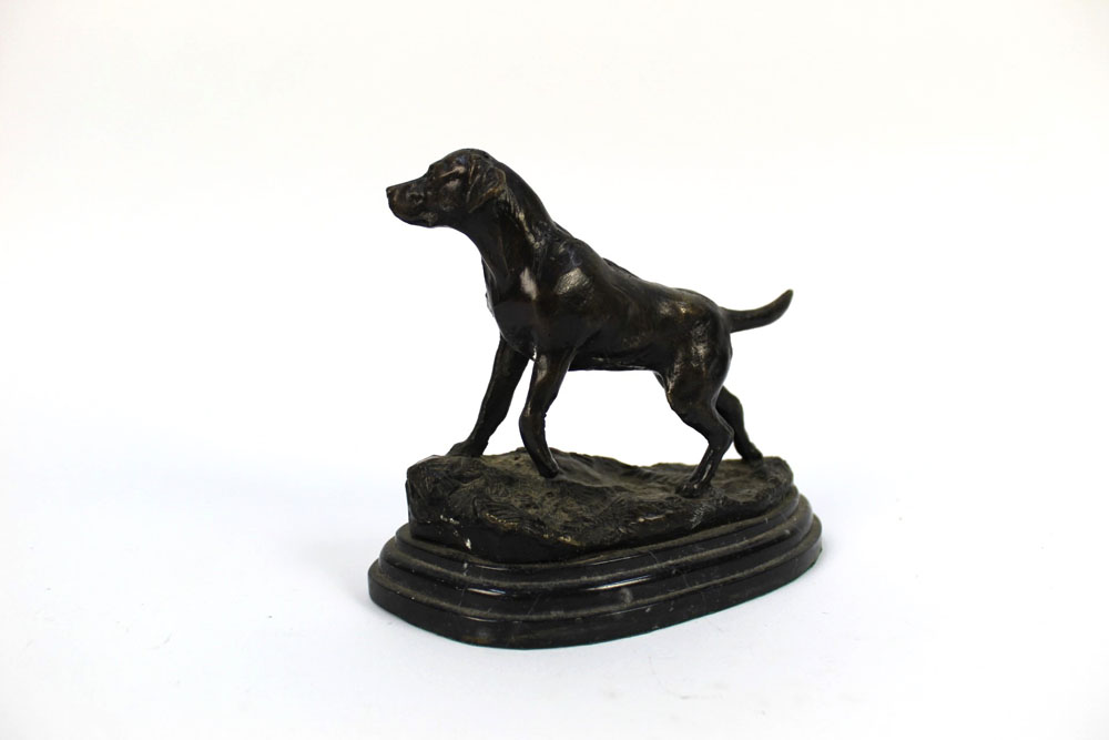 After Mene a cast bronze labrador, raised on a marble plinth, signed to the rear Mene, height +. - Image 2 of 5