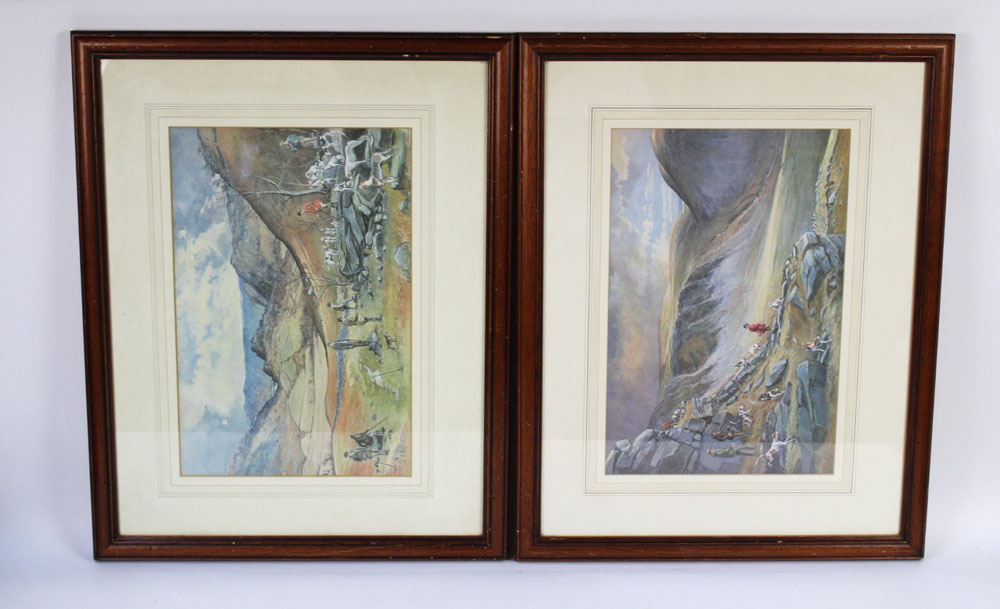 Robin Furness two prints depicting the Lakeland Fellpacks, The Blencathra Foxhounds and another.