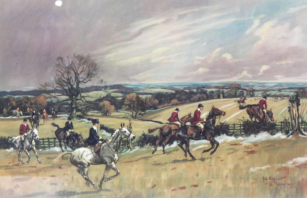 John King a signed print of The Pychley Foxhounds, together with a Lionel Edwards print RA Dragg. - Image 3 of 8