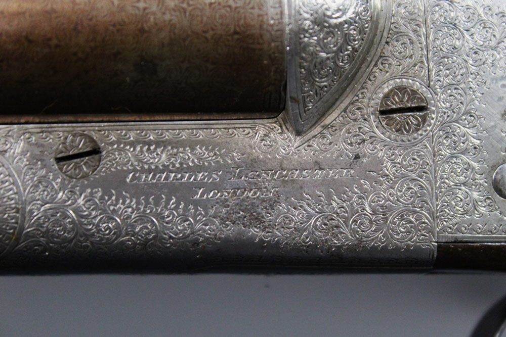 Charles Lancaster a 12 bore Patent hammerless ejector gun, with 30" Damascus barrels, - Image 5 of 16