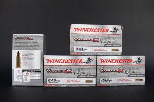 Eighty Winchester Varmant X cal 243 Winchester 58 grain ballistic tip rifle cartridges.