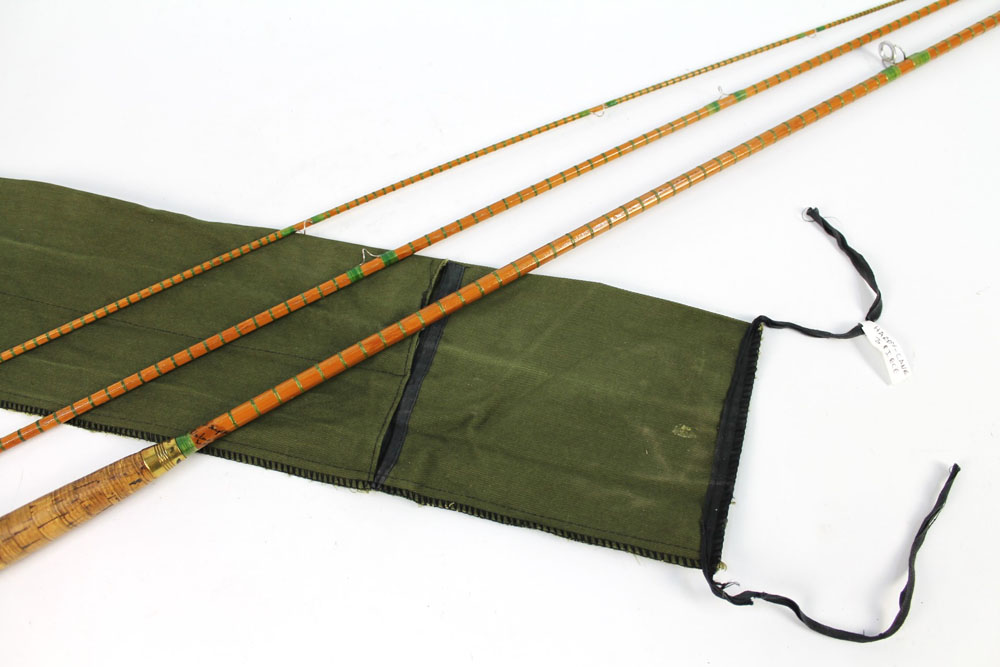 Hardy split cane trout fly rod, possibly The Horton Palakona, in three sections, +/- 10' 2".