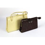 Taxidermy - Two vintage handbags, the first by Eros in Ostrich skin, height 21 cm, width 21 cm,