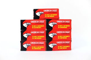 One hundred and thirty American Eagle cal 223 Remington rifle cartridges,