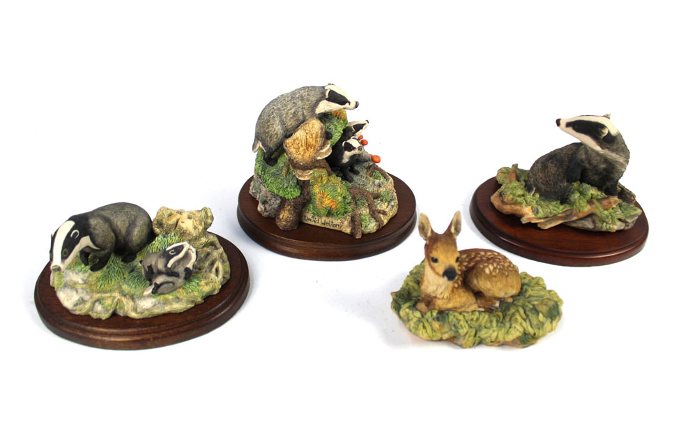 Border Fine Arts four figures - badgers Model No.