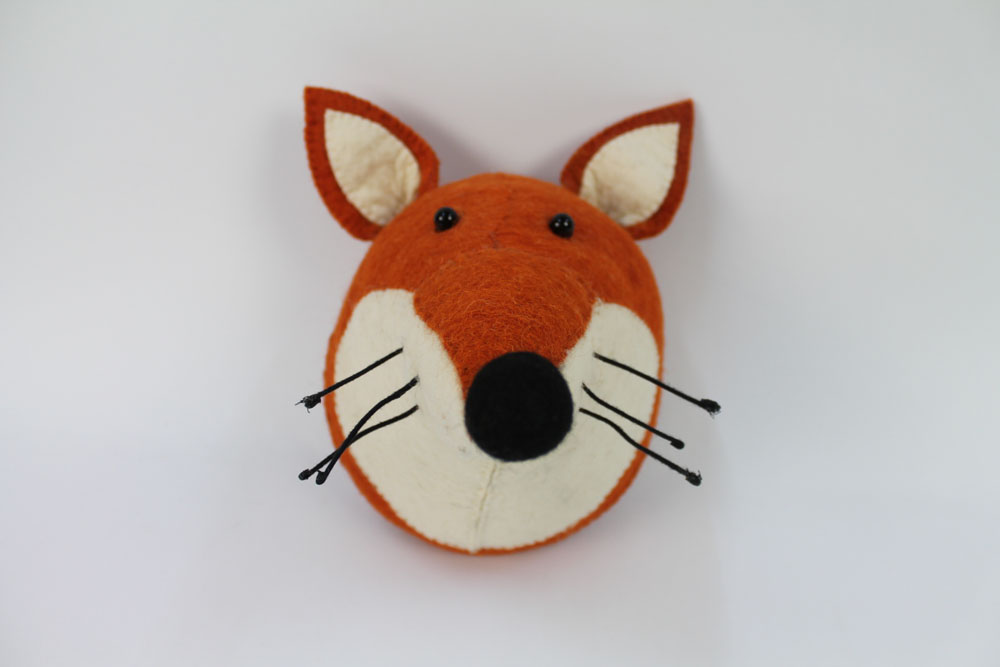 A Chic-Home by Scandi Chic children's felt fox's head, protruding from the wall +/- 33 cm. - Image 2 of 4