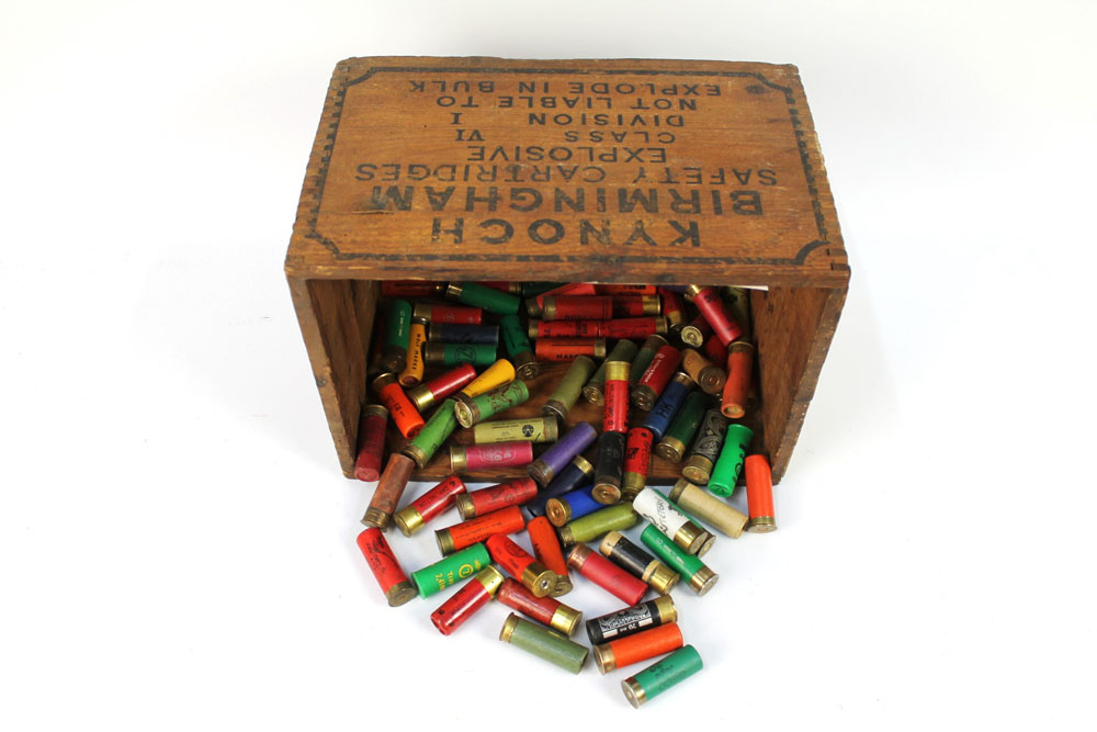 A Kynoch Primax wooden 500 cartridge box, 12 gauge, 5 shot,