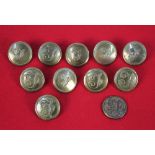 Eleven hunt buttons Fife Hunt, marked to the rear Pitt & Co London.