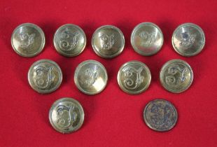 Eleven hunt buttons Fife Hunt, marked to the rear Pitt & Co London.
