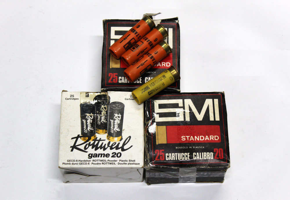 Seventy four 20 bore shotgun cartridges,